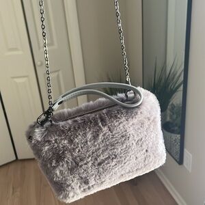 NWT Faux Fur Crossbody Bag with Chain Strap